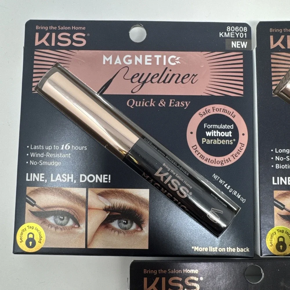 3 - KISS Magnetic Eyeliner Quick And Easy, Black, 0.17 oz 80608 KMEY01